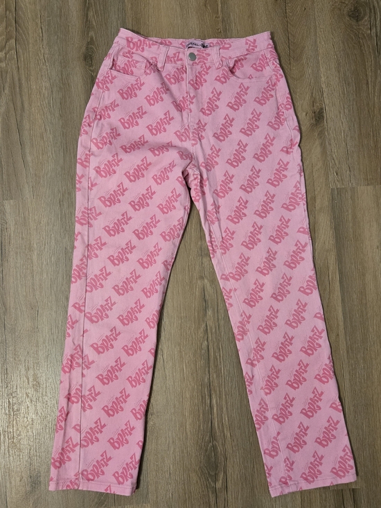 Dolls Kill Denim - Dolls Kill x Bratz Pink Logo All Over Denim Jeans Pants S